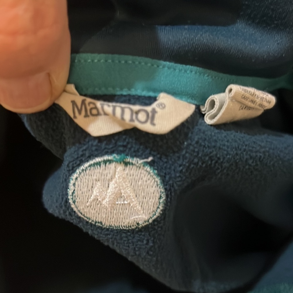 Marmot Nylon/Elastane 1/2 Zip Teal Fleece Lined Pullover Sz M - Picture 10 of 11